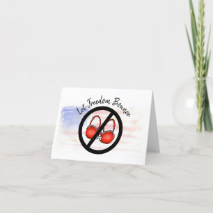 Carte Funny Patriotic No Bra Day Grey Card