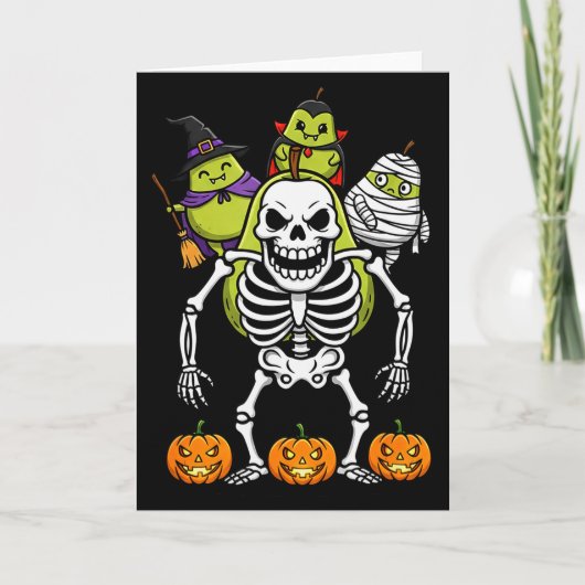 Carte Funny Pear Skeleton Mummy Witch Halloween Kids Men (Devant)