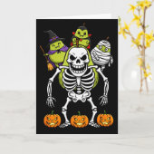 Carte Funny Pear Skeleton Mummy Witch Halloween Kids Men (Fleur jaune)