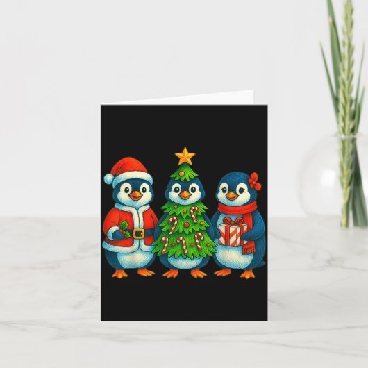 Carte Funny Penguin Christmas Lights Penguin Cute Xmas H (Devant)