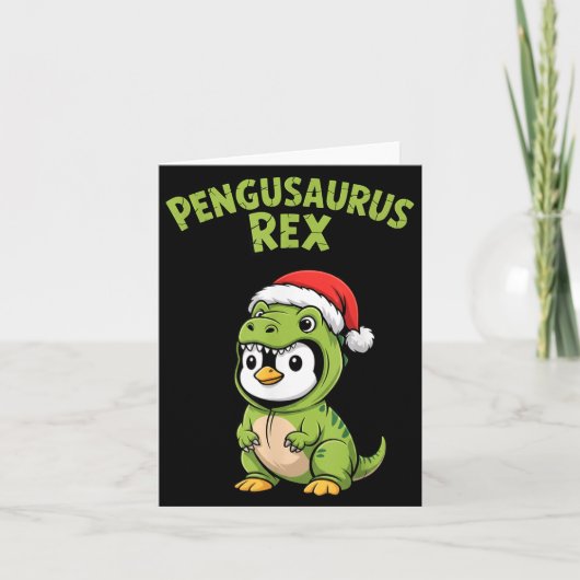 Carte Funny Penguin T-rex Costume Christmas Kids Boys (Devant)