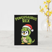 Carte Funny Penguin T-rex Costume Christmas Kids Boys (Fleur jaune)