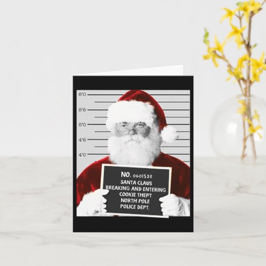 Carte Funny Père Noël Mugshot Père Noël emprisonné Noël (Fleur jaune)