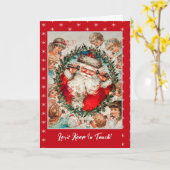 Carte Funny Père Noël Vintage au téléphone Noël (Fleur jaune)