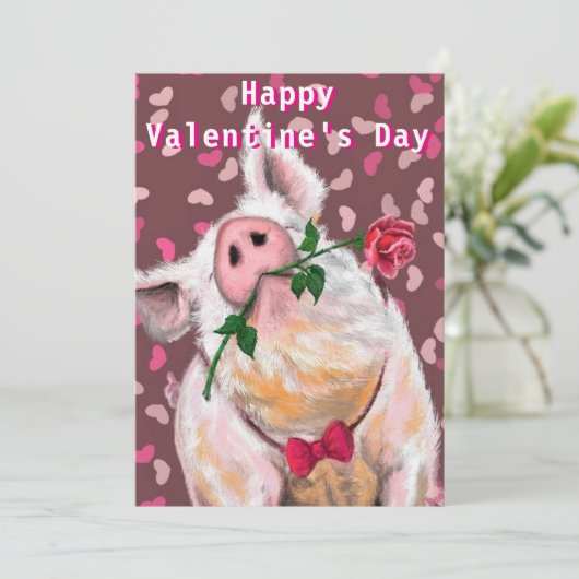 Carte Funny Pig Valentine's Day Card (Debout devant)