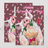 Carte Funny Pig Valentine's Day Card (Devant / Derrière)