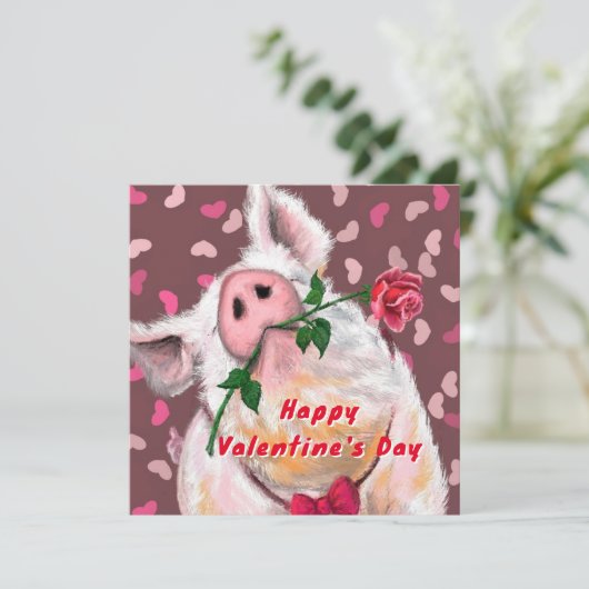 Carte Funny Pig Valentine's Day Card (Debout devant)