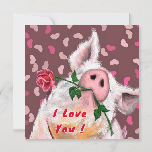 Carte Funny Pig Valentine's Day Card (Dos)