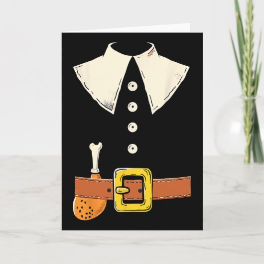 Carte Funny Pilgrim Costume Turkey Leg Thanksgiving Than (Devant)