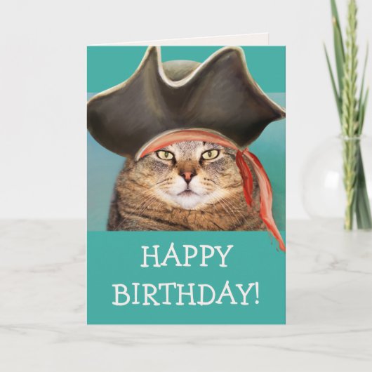 Carte Funny Pirate Chat Anniversaire (Devant)