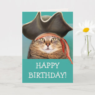 Carte Funny Pirate Chat Anniversaire