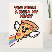 Carte Funny Pizza Love Colorful Valentine Card (Devant)