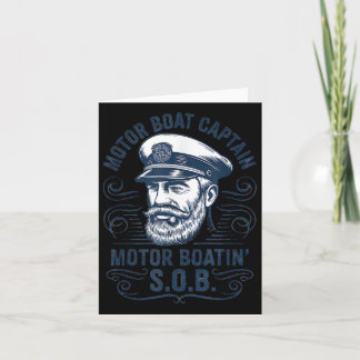 Carte Funny Pontoon Bateau Capitaine Papa Bateau à moteu