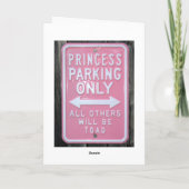 Carte Funny Princess Parking Only sign (Dos)