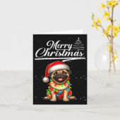 Carte Funny Pug Dog Christmas Lights Santa Hat Candy Can (Fleur jaune)
