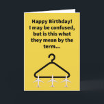 Carte Funny Pun Avion Hanger Joyeux Anniversaire<br><div class="desc">Quand j'entends le terme "cintre d'avion", mon cerveau se dirige vers un gros câble utilisé pour stocker et organiser tous les différents avions appartenant à une personne typique. J'ai trouvé ces cintres d'avion très utiles dans mes efforts pour organiser tous mes appareils personnels. S'il vous plaît profiter de cette drôle...</div>