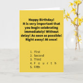 Carte Funny Pun Fourthwidth Happy Birthday (Fleur jaune)