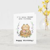 Carte Funny Pun Frog Je n'oublierai jamais ton anniversa (Fleur jaune)