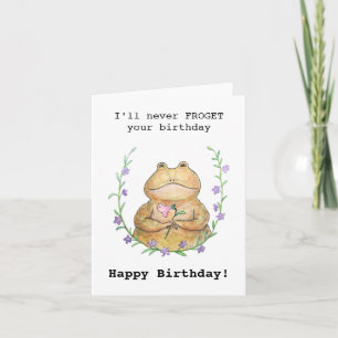 Carte Funny Pun Frog Je n'oublierai jamais ton anniversa