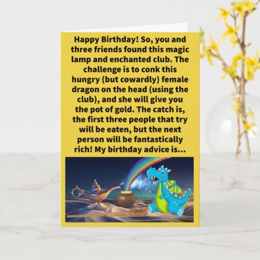 Carte Funny Pun Go Quart et Conk Her Happy Birthday (Fleur jaune)