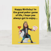 Carte Funny Pun Royal Flush heureux Anniversaire (Devant)