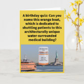 Carte Funny Pun Statin Island Ferry Joyeux anniversaire (Fleur jaune)