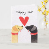 Carte Funny Puppy Love (Fleur jaune)