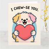 Carte Funny Puppy Love Valentine Greeting Card (Fleur jaune)