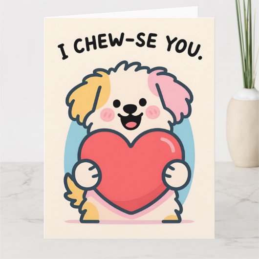 Carte Funny Puppy Love Valentine Greeting Card (Devant)