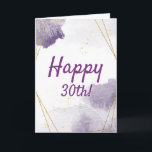 Carte Funny Purple 30th Birthday Watercolor, Gold Frame<br><div class="desc">Pretty,  feminine Purple and gold glitter frames watercolor art,  funny 30th birthday card for women. Turning 30 is a great milestone. This card is perfect for women with a great sense of humor.</div>