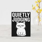 Carte Funny Quietly Judging Sarcastic Crazy Cat Lover Gr (Fleur jaune)