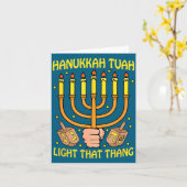 Carte Funny Quote Hanukkah Tuah Light That Thang Design  (Fleur jaune)