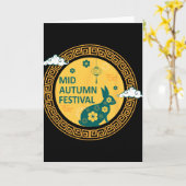 Carte Funny Rabbits Mooncake Chinese New Year Mid Autumn (Fleur jaune)