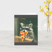 Carte Funny Raccoon Eating Zza Animal Meme Men Women Kid (Fleur jaune)