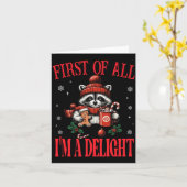 Carte Funny Raccoon First Of All I'm A Delight Merry Chr (Fleur jaune)