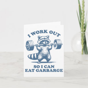Carte Funny Raccoon Gym Humour Je M'Efforce De Manger Du
