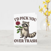 Carte Funny Raccoon I’d Ck You Over Trash Valentines Day (Fleur jaune)