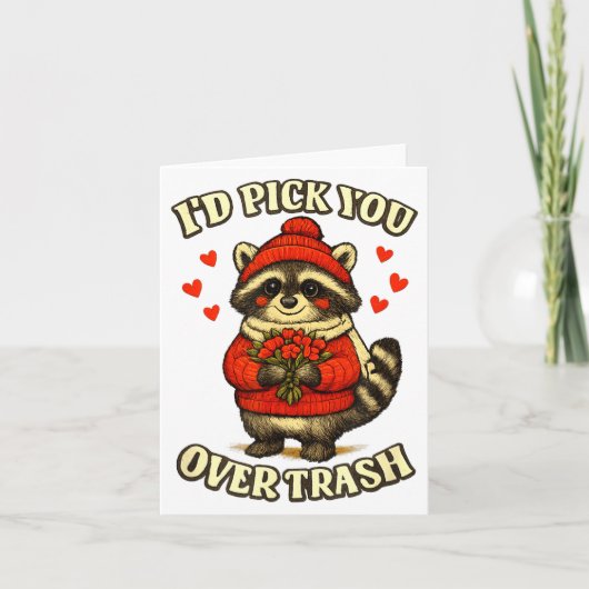 Carte Funny Raccoon I’d Ck You Over Trash Valentines Day (Devant)