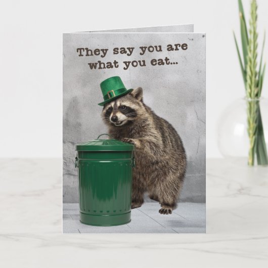 Carte Funny Raccoon Leprechaun Party Card (Devant)