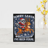 Carte Funny Raccoon Riding Reindeer Sorry Santa Christma (Fleur jaune)