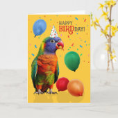 Carte Funny Rainbow Lorikeet Parrot Birthday (Fleur jaune)