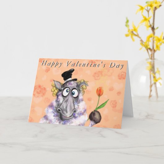 Carte Funny Ram Valentine's Day Card (Fleur jaune)