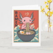 Carte Funny Ramen Axolotl Noodle Lover Cute Creature (Fleur jaune)