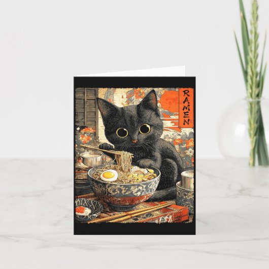 Carte Funny Ramen Cat Noodle Lovers Anime Otaku  (Devant)