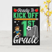 Carte Funny Ready To Kick Off 1st Grade Soccer Ck To Sch (Fleur jaune)