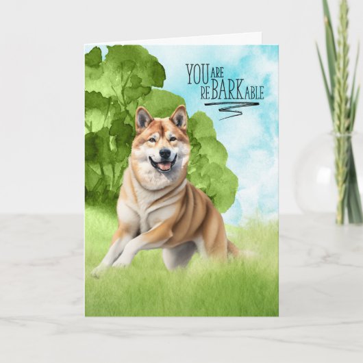 Carte Funny reBARKable Akita Chien Félicitations (Devant)