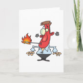 Carte Funny Red Face Man with Thermometer Fever (Devant)