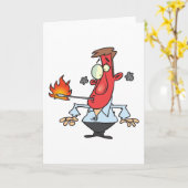 Carte Funny Red Face Man with Thermometer Fever (Fleur jaune)