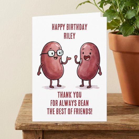 Carte Funny Red Kidney Bean Best Friend Birthday