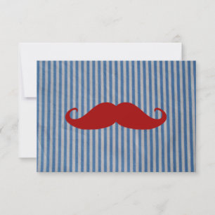 Carte Funny Red Mustache and Blue White Stripes